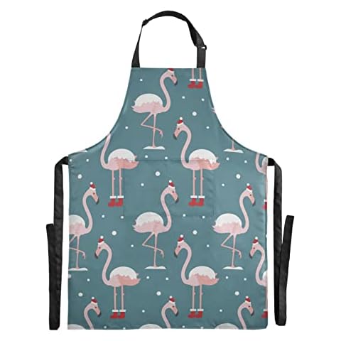 Professional Large Gifts Tabletop Accessories Apron with 2 Pockets for Men Paint, Christmas Series Decoration, Elegant Flamingo, One size Cover