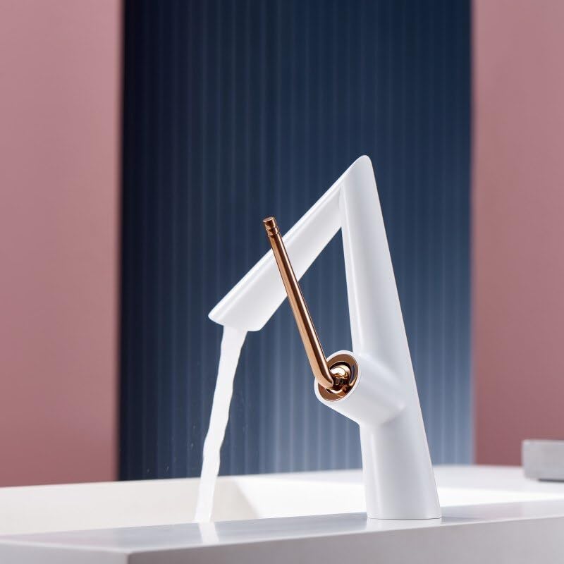 Grifo de lavabo en latón dorado cepillado monomando lujoso para baño exclusivo