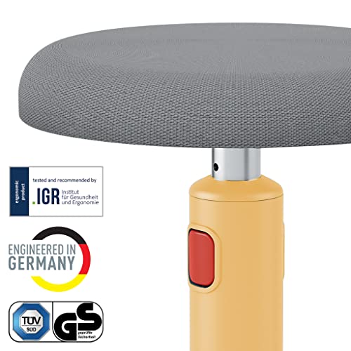 Image of Leitz Active Sit Stand Stool - Ergonomic Height Adjustable 46cm to 79cm Wobble Chair, Round Swivel Office Desk Seat, Ergo Cosy Range, Warm Yellow, 65180019