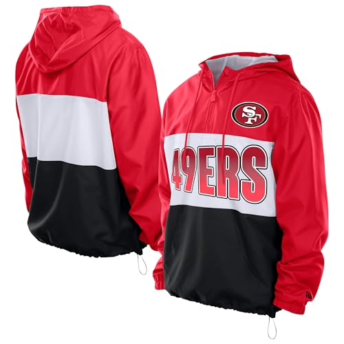 New Era Men's NFL Ripstop Quarter-Zip Hooded Windbreaker