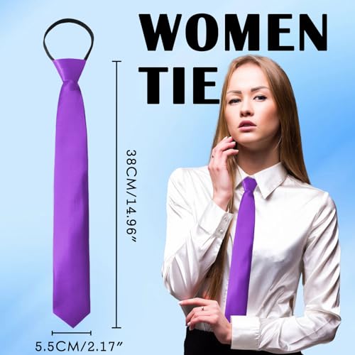 Image of Luckyvestir Womens Tie, Pre Tied Black /Red Ties for Women Adjustable Zipper Womens Necktie
