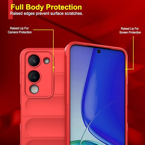 Image of amazon basics Back Case Cover for Vivo Y19e | Compatible for Vivo Y19e Back Cover | Liquid Silicon Magic Case with Camera Protection | Red