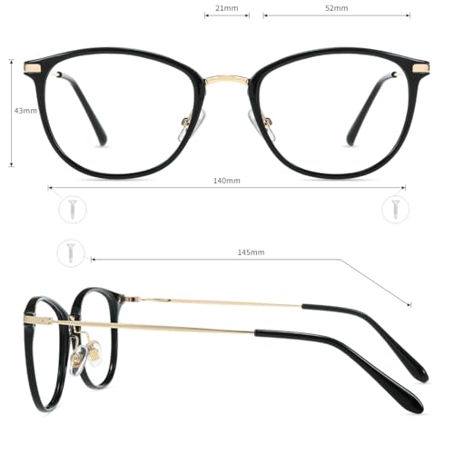 Image of Firmoo Blue Light Glasses, Vintage Overall Round Readers Lightweight Computer Eyewear Frame for Women Men