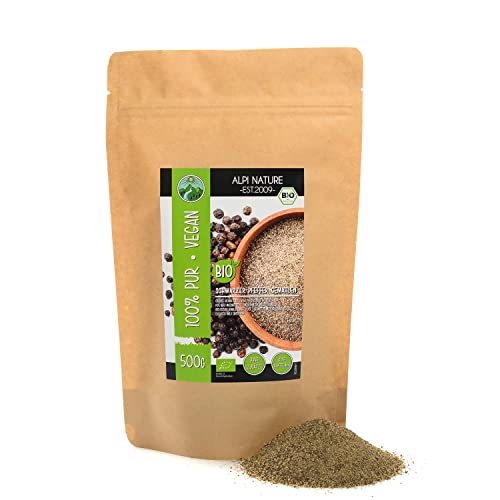 Pimienta negra molida ecológica (500g), pimienta negra molida de cultivo ecológico controlado, sin gluten, sin lactosa, testada en laboratorio, vegana, 100% natural sin aditivos