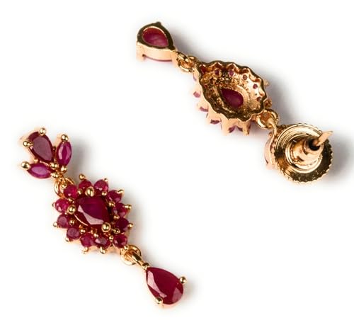 Image of Sasitrends Micro Gold Plated American Diamond Ruby stone Studded Jewellery Set