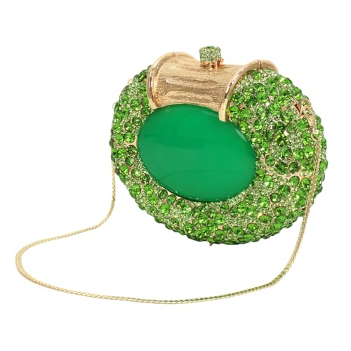 Image of UMREN Women Crystal Oval Shell Evening Purse Bags Luxury Rhinestone Clutch Unique Gems Handbag Bridal Wedding Shoulder Bag