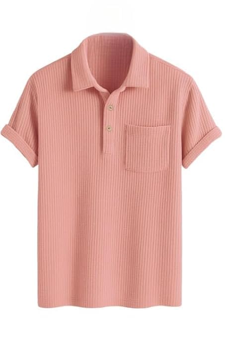 Image of ColorChakra Mens Waffle Knit Polo Tshirt Collar Knitted Shirt for Men M to 3XL