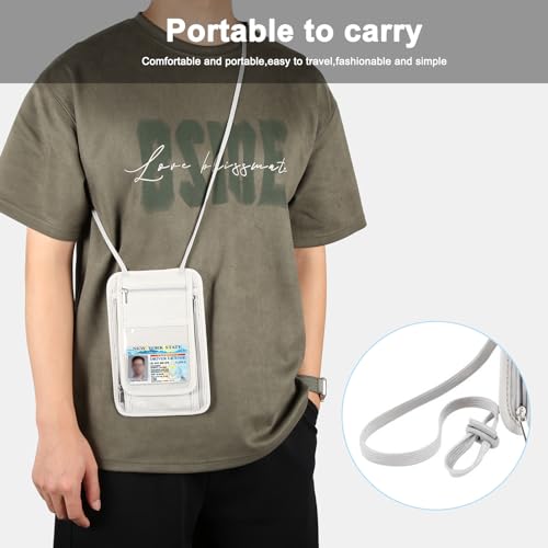 Image of Travel Neck Wallet with RFID Blocking Passport Holder, RFID Blocking Stash Neck Wallet, Neck Storage Bag for Keeping Credit Cards & Travel Documents Safe & Small Change (Ash Gray)