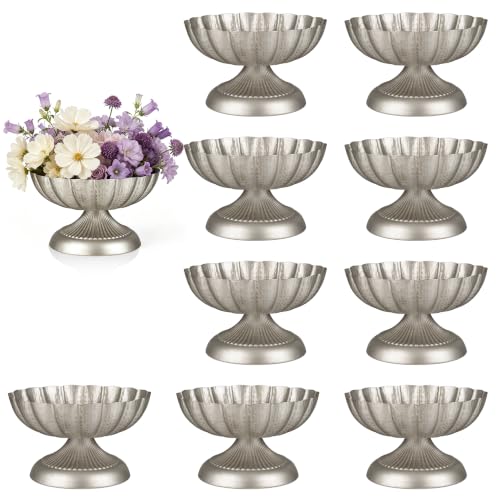 10-Piece Retro Silver Compote Vases