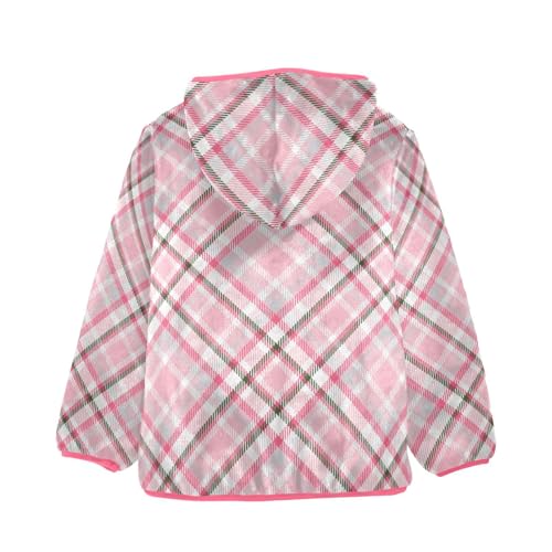 GuoChe Scotland Plaid Pink Kids Sherpa Jacket2