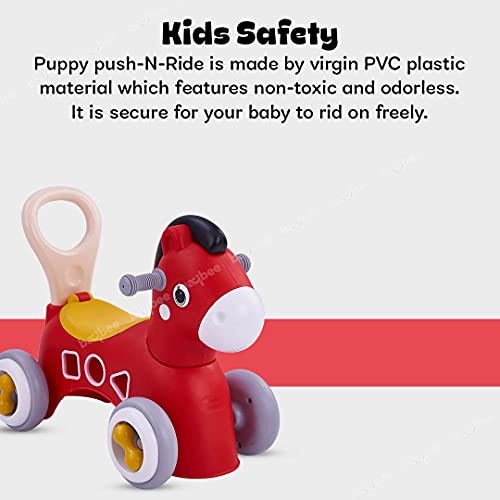 Image of BAYBEE Giraffe Horse Rider for Kids, Ride-On Kids Car with Shape Sorting Activity Kids Toys & Storage | Push Car Rider with Smooth Wheels Baby Car Suitable for 1-3 Years Boys Girls (Red)