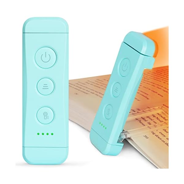 Glocusent Leselampe Buch Klemme, Wiederaufladbare USB Leselicht im Bett, 3 Bernsteinfarben & 5 Helligkeit Dimmbar…