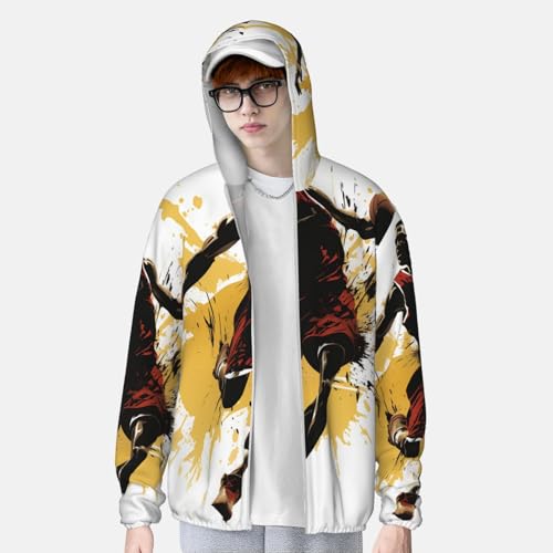 Women's Sun Protection Hoodie Jacket Basketball Man Dribbling in the Air Lightweight Long Sleeve Sun Shirt for Women Small3