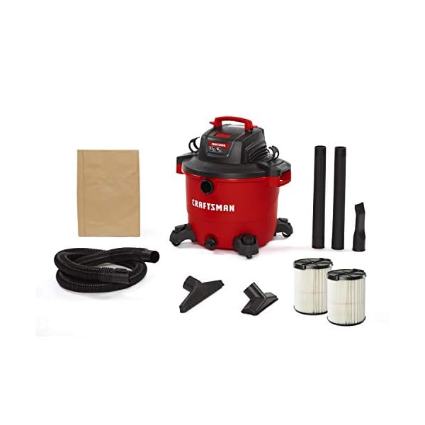Craftsman CMXEVBE17595 16 Gallon 6.5 Peak HP Wet/Dry Vac, Heavy-Duty Shop Vacuum with Attachments and Additional General Purpose Filter