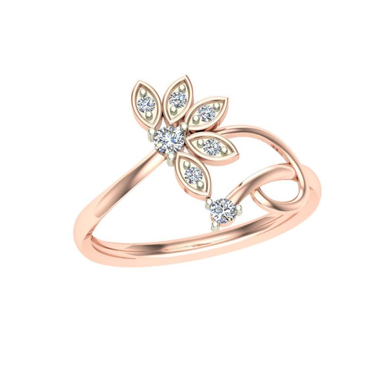 Image of DISHIS 18K(750) /14K(585) Rose Gold Diamond Flower Ring for Women