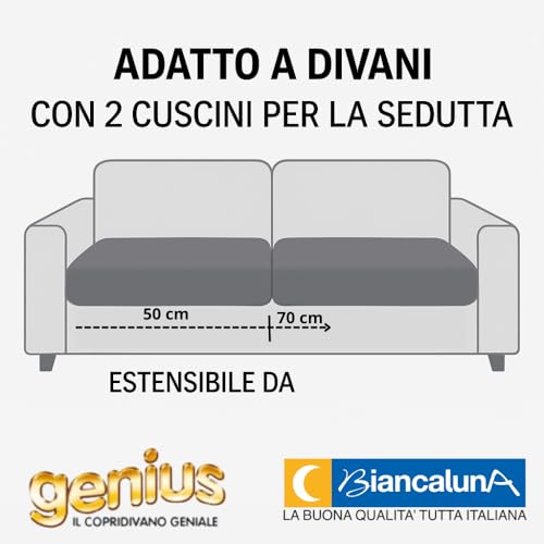 Biancaluna | Coppia Copri Cuscini Singoli Maxi Estensibili Da 50 A 70 Cm | Tessuto Bi-Elastico Genius 4D Antimacchia |Coordinabile Con Copridivano E Copripoltrona | Lavabile In Lavatrice (Sassi) - 6
