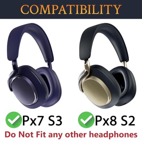 Almohadillas de repuesto SOULWIT para auriculares inalámbricos Bowers & Wilkins Px7 S3/Px8 S2, cojines de cuero proteico suave y espuma viscoelástica de alta densidad - Azul índigo miniatura 2