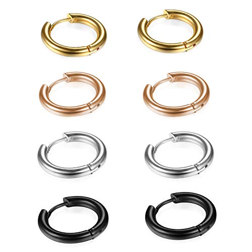Image of 316L Surgical Stainless Steel Huggie Hoop Earrings 6mm 8mm 10mm 11mm 12mm 14mm Hypoallergenic Earrings Hoop Cartilage Helix Lobes Hinged Sleeper Earrings For Men Women