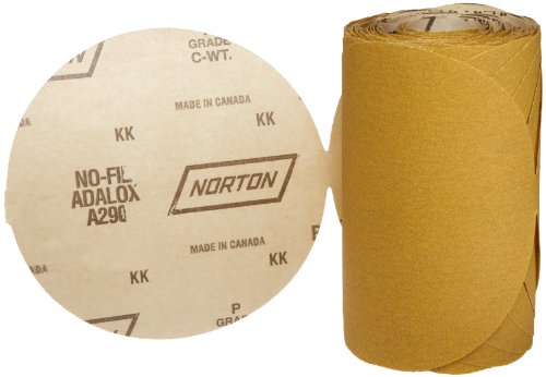 Norton Sandpaper, Adhesive Backed Sandpaper, Stick and Sand Heavy Duty Sanding Discs, Paper Backing, 80 Grit Sand Paper, Coarse, Roll of 100 Sanding Discs