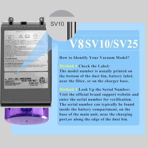 Image of Upgraded 21.6V V8 Battery Replacement for Dyson V8 SV10 SV25 Battery tt9 Compatible with V8 Animal Absolute Motorhead Fluffy 215681 Vacuum Cleaner