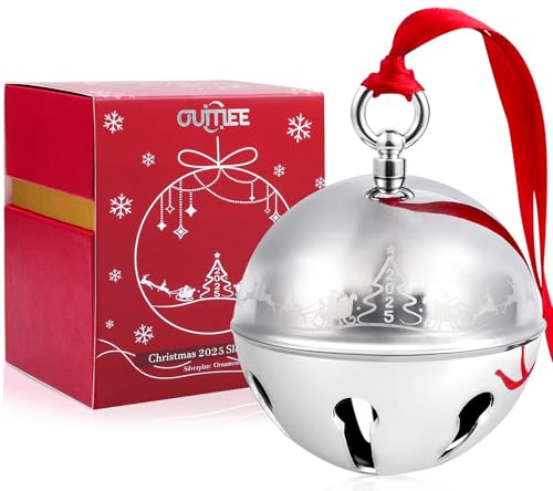 2025 Christmas Bell Ornaments for Christmas Tree, Sleigh Bell Decoration Silver Bell Ornament Anniversary...