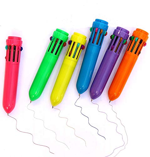 Shuttle Pens 12 Mini Neon Multicolored Plastic Pens Assorted Colors Ballpoint Pens Kids Decorating Arts & Crafts Party Favor Retractable Click Pens