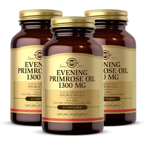 Solgar Evening Primrose Oil 1300 mg, 60 Softgels (Pack of 3) - Promotes Healthy Skin - Nutritional Support for Women - Non-GMO, Gluten Free, Dairy Free - 180 Total Servings