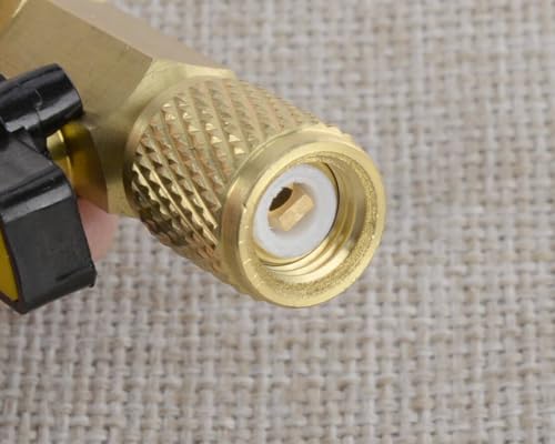 Válvula de bola recta de cierre para recarga de refrigerante HVAC, color amarillo, compatible con R134A, R22, R12 y R410A miniatura 5