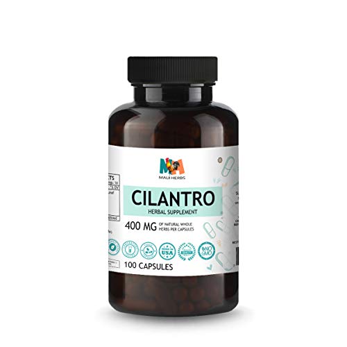 Cilantro 100 Capsules - Organic Coriandrum Sativum Pills Supplement to Support Heart & Eye Health, Focus, Body Cleansing - Vegan