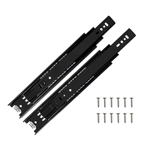 Image of Volo Heavy Duty Drawer Slides, Full Extension Ball Bearing Runners | Pack of 2 Piece | Channels for Kitchen Cabinets, Wardrobes, and Dressers (Black Mild Steel, 10 Inch)