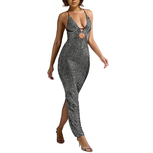 Image of Women Sleeveless Off Shoulder Split Evening Cocktail Long Dress