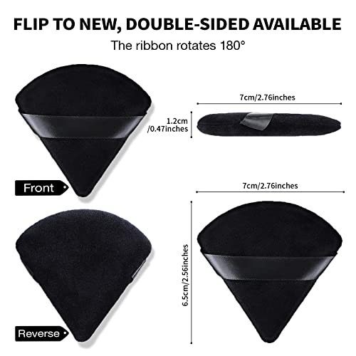 6 Pieces Powder Puff For Loose & Cosmetic Face Makeup Velour Soft Triangle Wet Dry Cosmetic Foundation Sponge Makeup Tool (Black) #TOP4