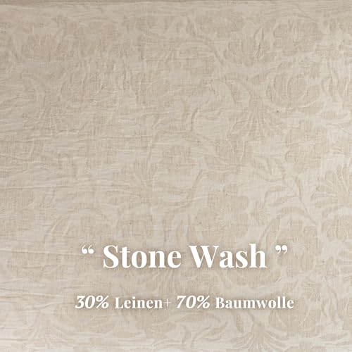 SOULFUL Leinen Bettwäsche 155x220 Baumwolle,Jacquard Bettbezug, Flower – Ansicht 4