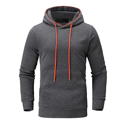 Libri occidentali Gratis Uomini Primavera Inverno Tinta unita Tuta Manica Lunga con Cappuccio e Pantaloni Tuta Caldo Cappuccio Felpa Sportivi Set Uomo Completo, grigio scuro, XL