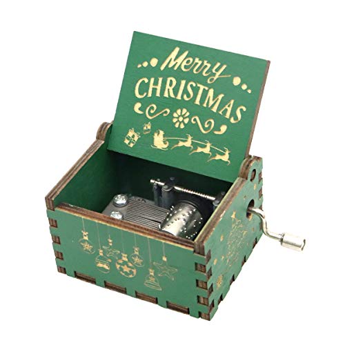 fezlens Music Box Christmas Vintage Wooden Music Box Mini Ornaments Gifts for Daughter/Son/Wife/Friend