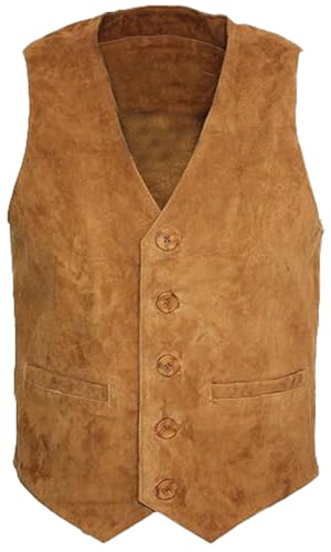 Western Cowboy Style Goat Suede Leather Waistcoat Vest