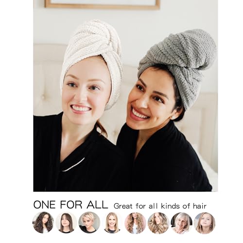 Image of ROLSHOL 2-Pack Large Microfiber Hair Towel Wraps, Super Absorbent & Quick Dry - Anti-Frizz for Wet Curl & Straight Hair - 27.5''*39.4''