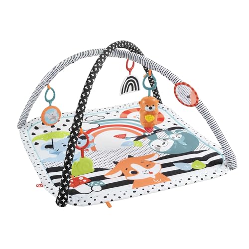 Fisher-Price 3-in-1 Music, Glow and Grow Gym, infant activity play mat for...