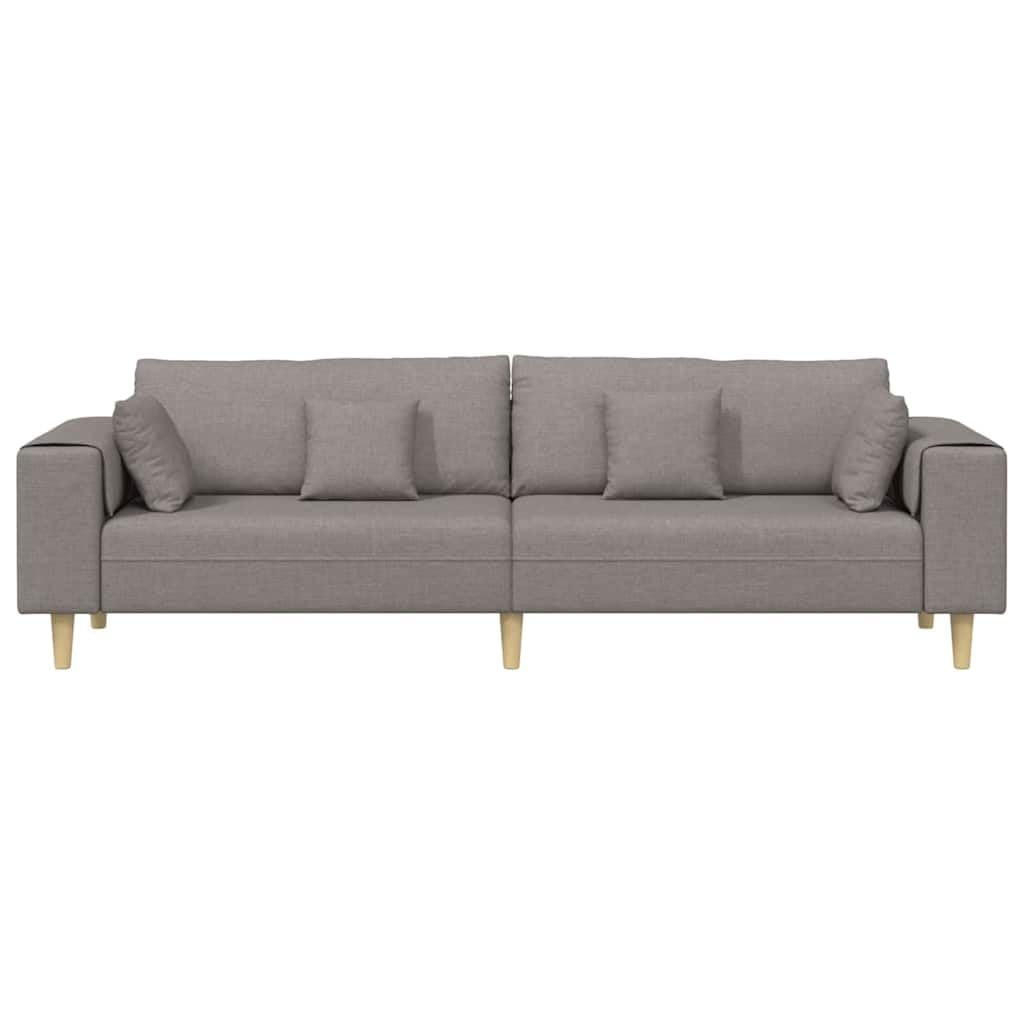 Sofá de 4 plazas, color topo, 250 x 77 x 76 cm, de tela aterciopelada, con diseño transpirable y patas de madera estables, moderno, para salón, dormitorio, oficina