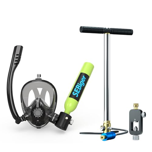 Máscara de snorkel con tanque de buceo mini 0.5L para respiración bajo el agua con máscara facial completa para agua poco profunda