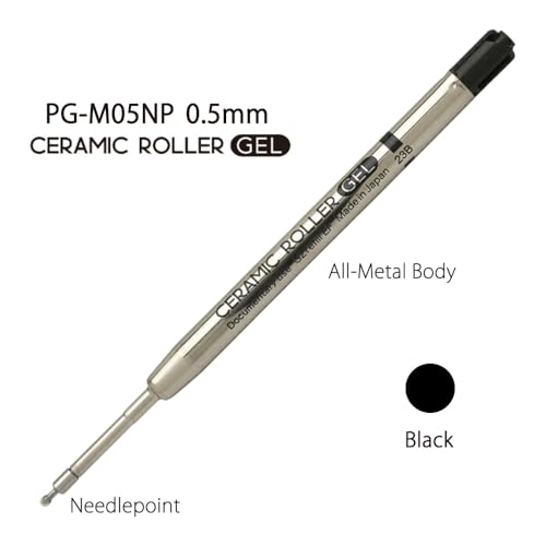 Image of OHTO PG-M05NP 0.5mm Ceramic Gel Refill, Compatible with GS02 Pen, Fine Metal Tip, Quick-Dry Black Ink for Smooth and Precise Writing. Made in Japan