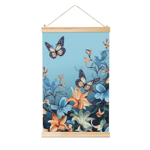 Toile papillon bleu vintage pour une ambiance de salon apaisante