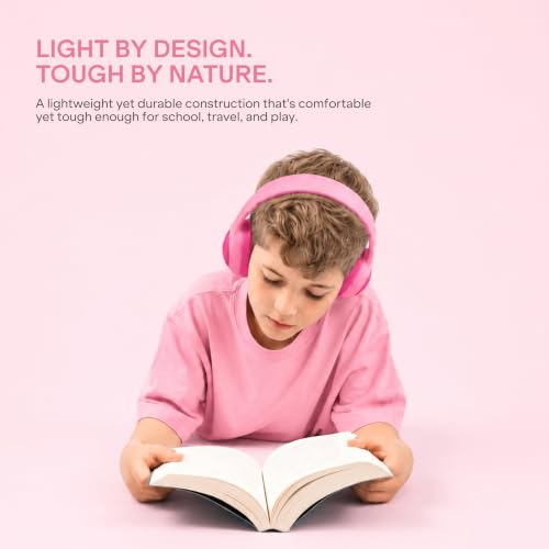Image of boAt Sailor Play Wireless Kids Headphone w /85dB Volume Limiter, 40mm Driver Tuned for Kids, Soft & Plush Earcups, Lightweight & Durable Build, Adaptive Fit, 60H Battery, Bluetooth v5.4(Bubblegum Pink)