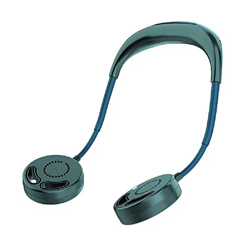 wangtao Sin Aspas del Ventilador USB Recargable 2000MAH Cuello Colgante Portátil Ventilador Deportivo Diseño De Auriculares Mini Refrigerador Ventiladores De Cuello Portátiles para Trav Verde