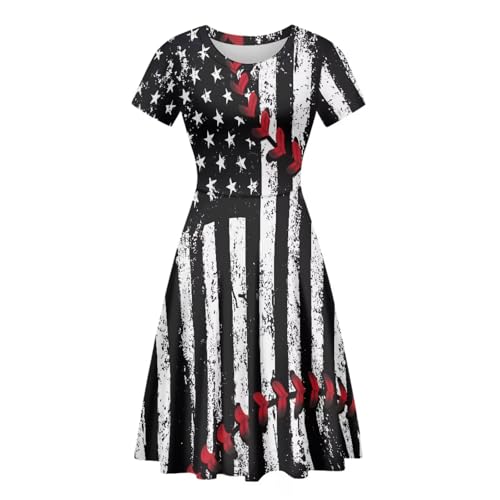 Image of AFPANQZ Womens Casual Summer Lightweight Vintage Dress Short Sleeve Midi Dress Knee-Long Luxury Formal Dress