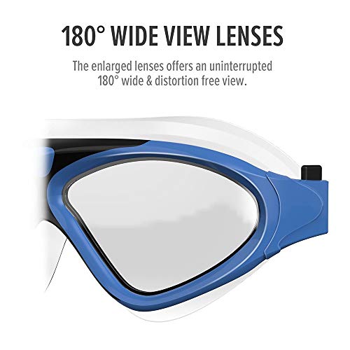 Outdoormaster Swim Mask - Wide View Swimming Mask & Goggles Anti-Fog Waterproof Blue #TOP2