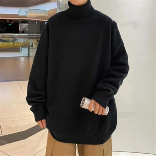 Men's Loose Turtleneck Knit Sweater Warm Casual Pullover Solid Color Autumn Winter Jumper2