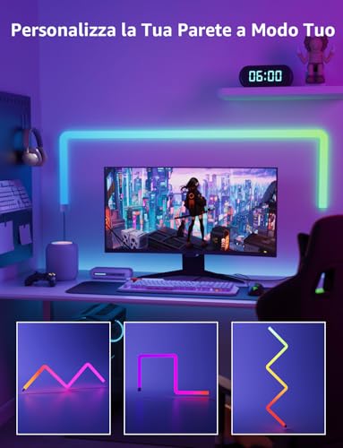 WL1 AI Smart Luci Natale Interno,SYNC Music e RGBIC DIY per LED Gaming Room,Retroilluminazione TV,LED Light Bars Funziona con Alexa/Google Assistant,Progettista Illuminazione AI Personalizzato - Illuminazione - Immagine 6