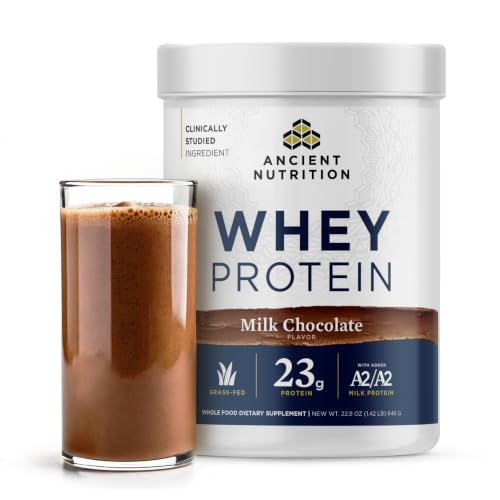 Ancient Nutrition Grass Fed Whey Protein, Collagen Peptides, Milk Chocolate - image 1