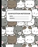 composition notebook: cute cats say hi! | wide ruled notebook | composition notebook wide ruled, 7.5 x 9.25, 120 pages, for kids, teens, and adults
